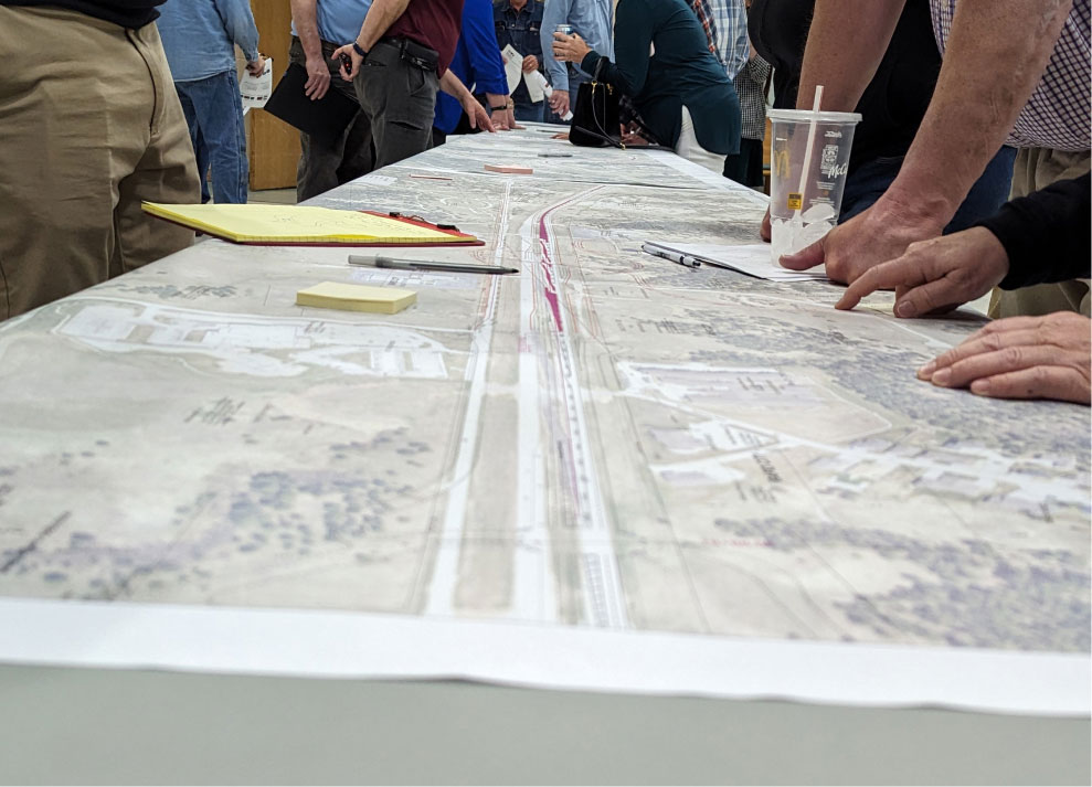 People looking at a map at an event